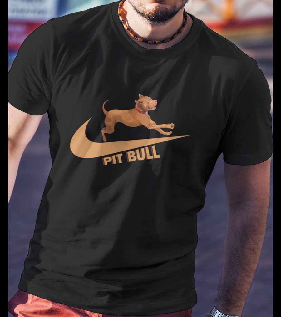 Pit Bull Nike Swoosh Dog Jumping T-Shirt