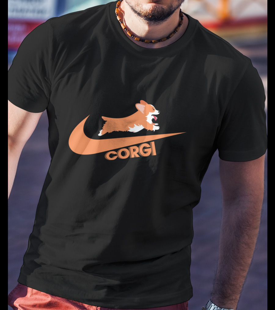 Corgi Jumping Nike Swoosh T-Shirt