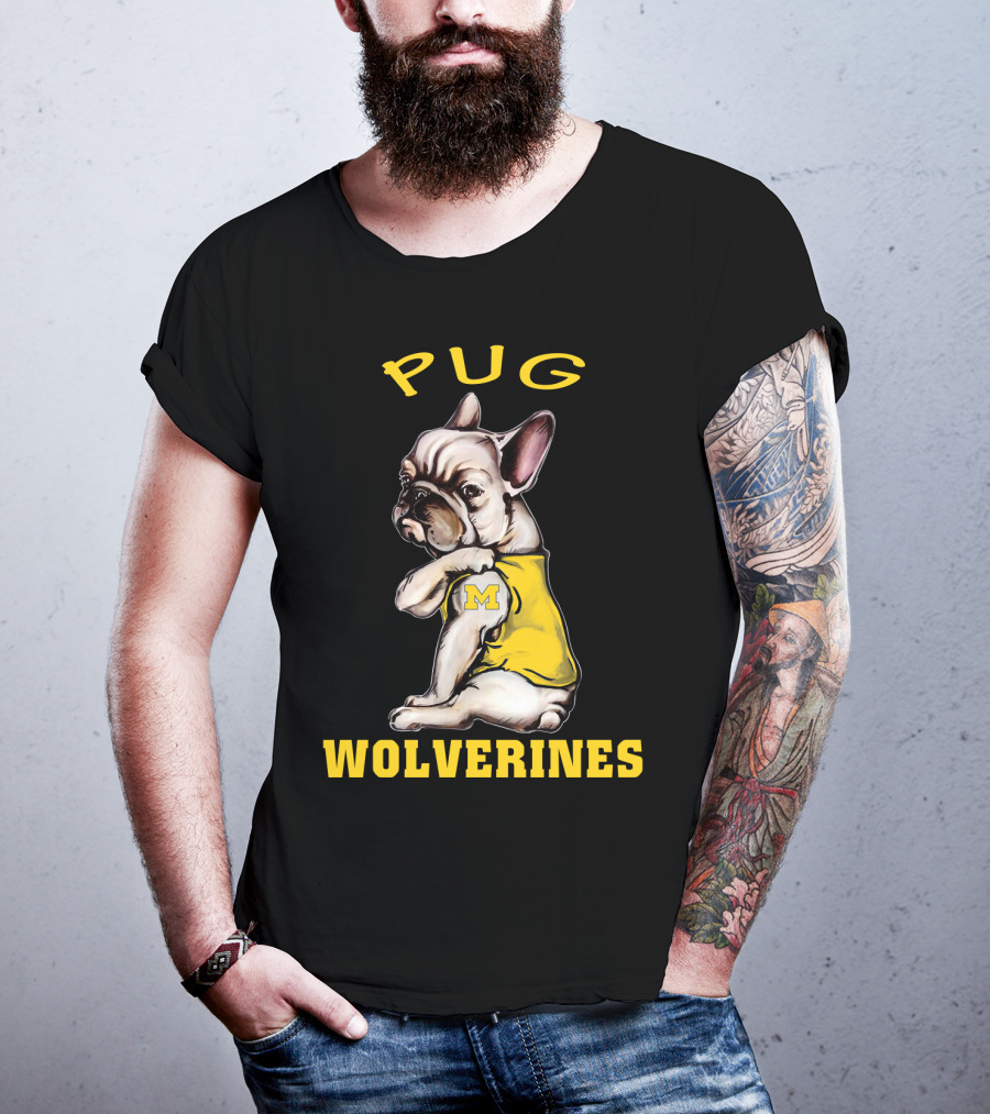 Pug Wolverines M Football Dog T-Shirt