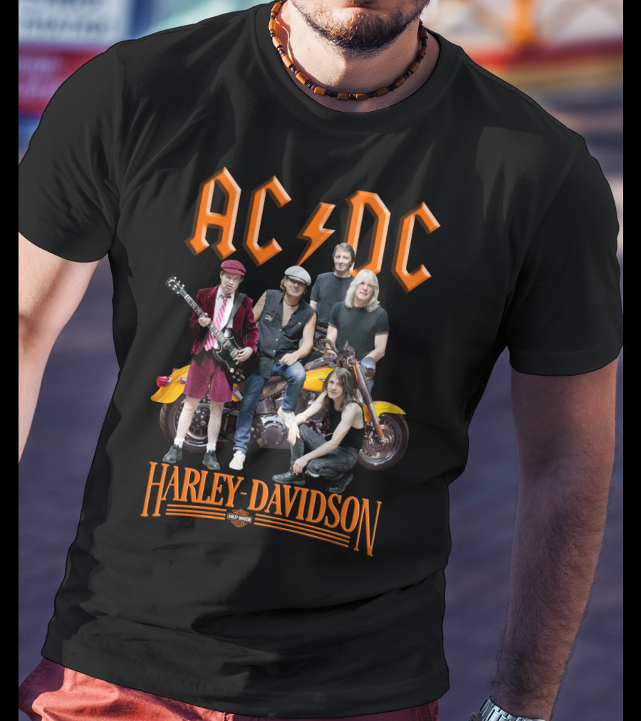 Acdc Harley Davidson Motorcycle Band Members T-Shirt