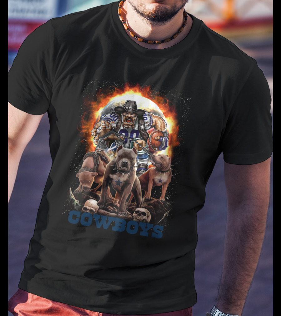Cowboys Dh 49 Dc Football Team Graphic With Dogs And Skull Elements T-Shirt