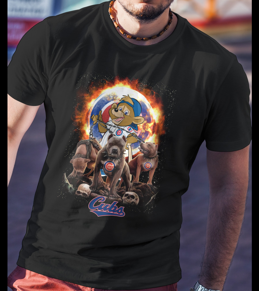 Cubs Mascot And Dogs With Chicago Style T-Shirt