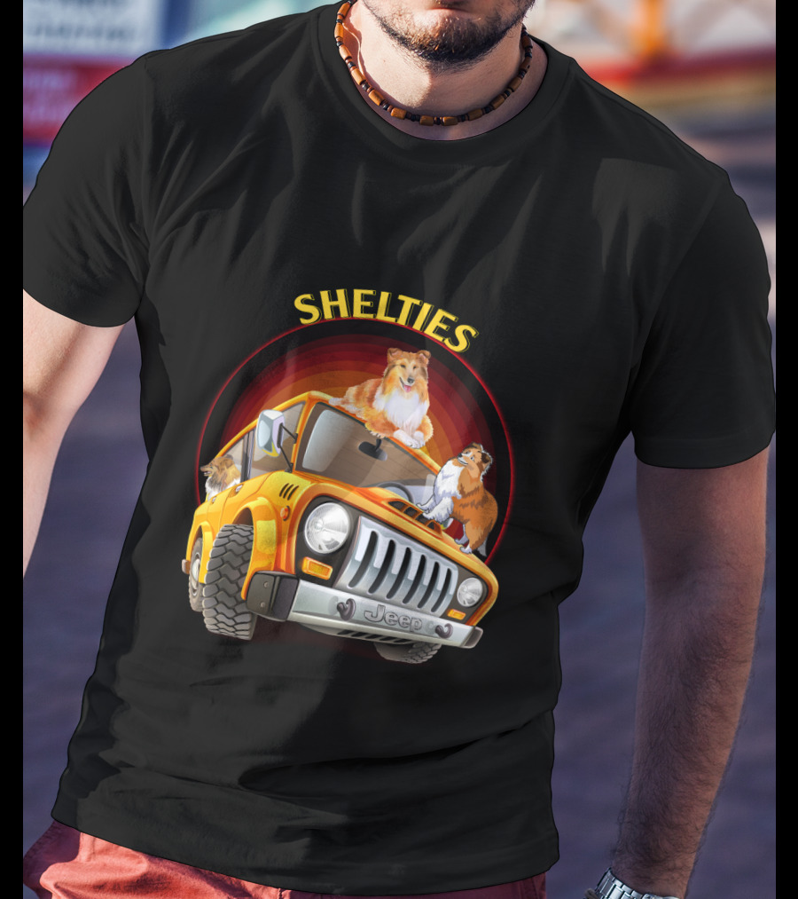 Shelties On Jeep Adventure Dh T-Shirt