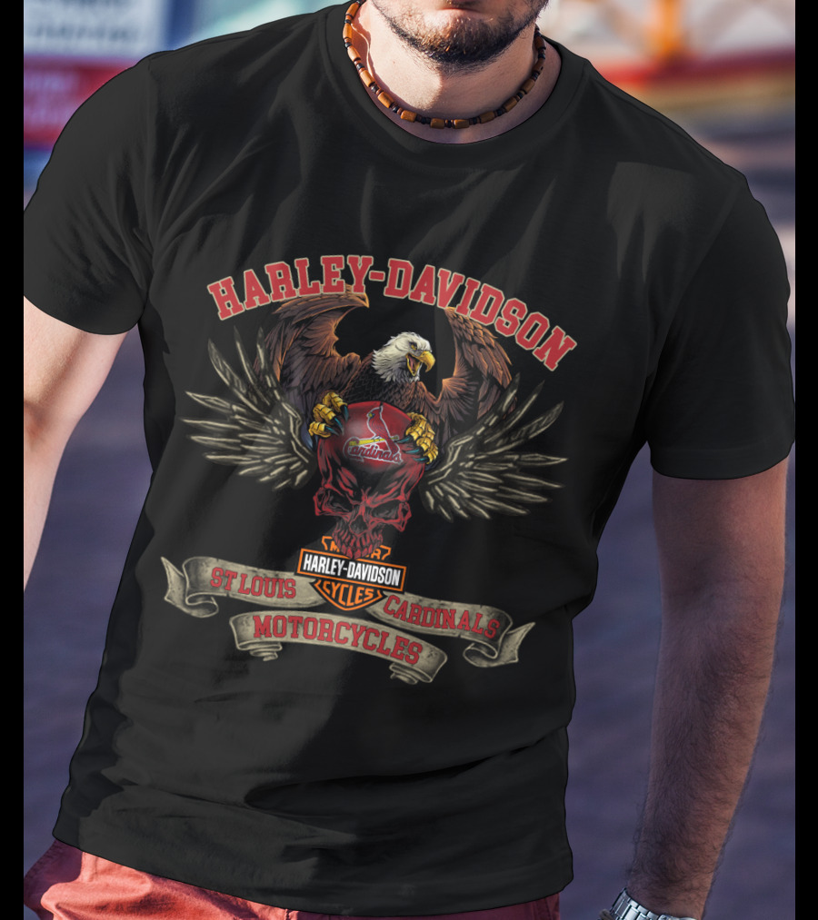 Harley Davidson St Louis Cardinals Motorcycles Cycles T-Shirt