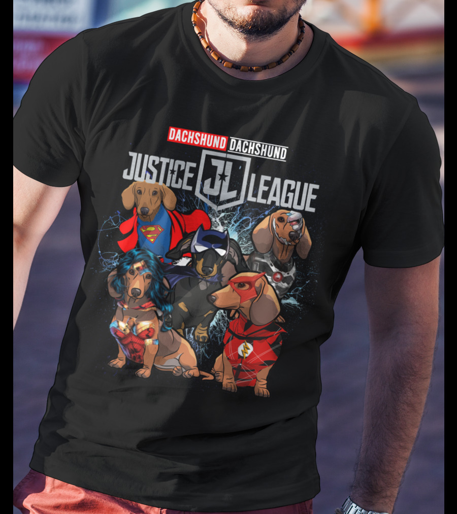 Dachshund Justice League Superheroes DH 55 T-Shirt
