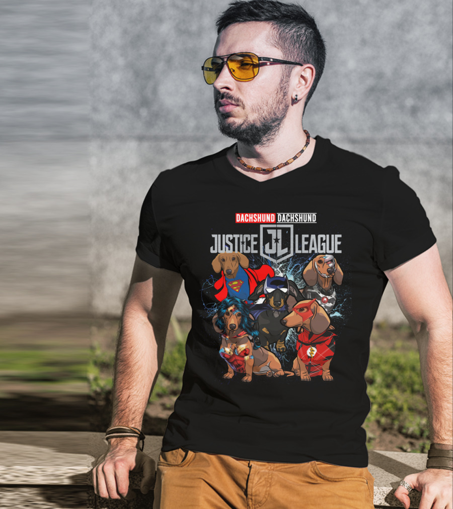 Dachshund Justice League Superheroes DH 55 T-Shirt