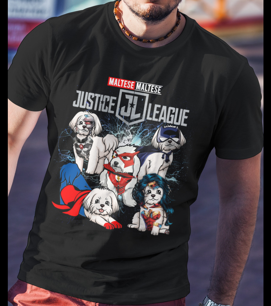 Justice League Maltese Jl Superhero Dogs T-Shirt