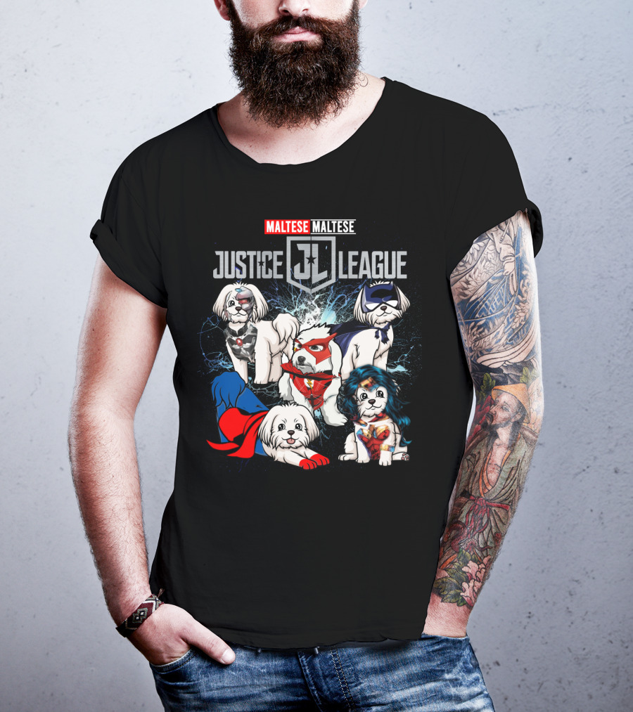 Justice League Maltese Jl Superhero Dogs T-Shirt