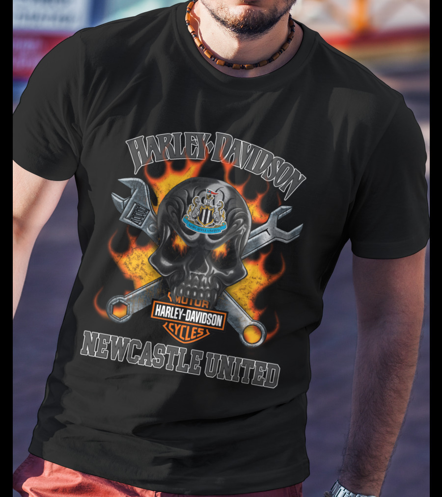 Harley Davidson Newcastle United Skull Flame Wrenches T-Shirt