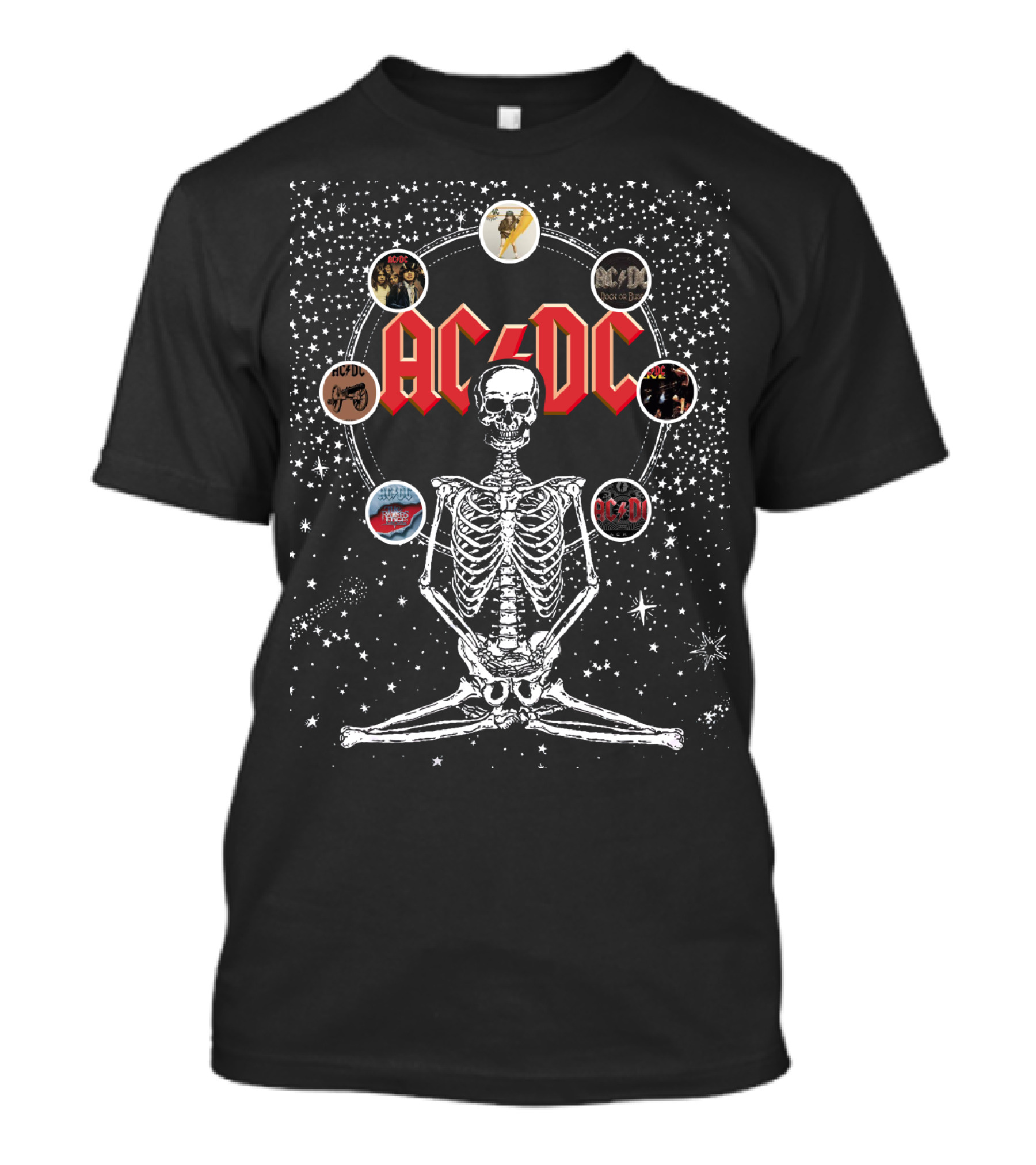 AC/DC Skeleton Circle Album Art Montage T-Shirt
