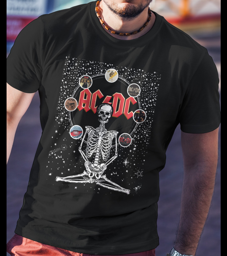 AC/DC Skeleton Circle Album Art Montage T-Shirt