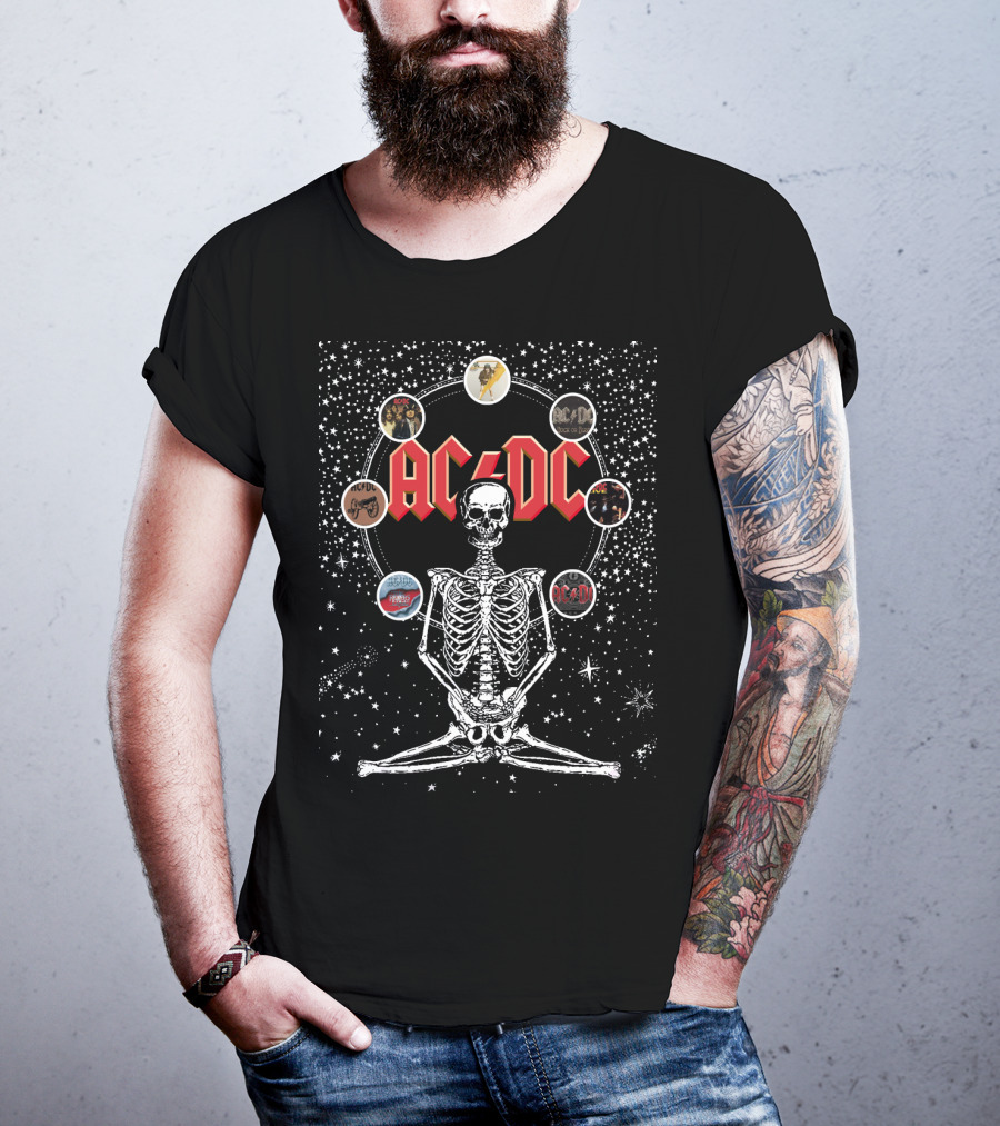 AC/DC Skeleton Circle Album Art Montage T-Shirt