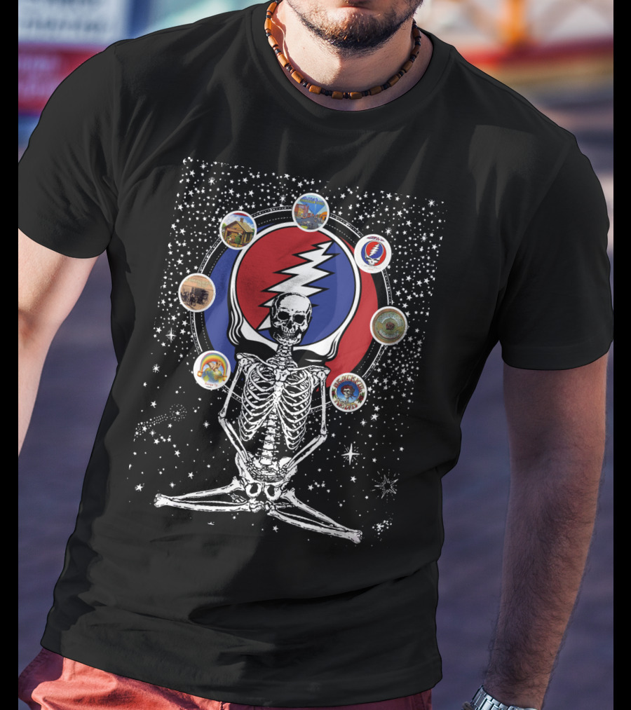 DH 59 Grateful Dead Steal Your Face Skeleton And Cosmic Album T-Shirt
