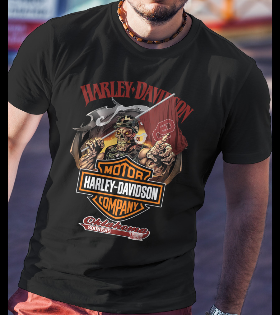 Harley Davidson Motor Company Oklahoma Sooners Skeleton Rider T-Shirt