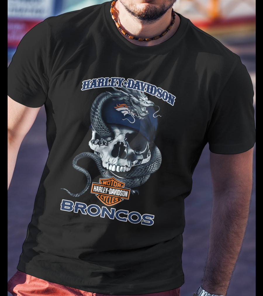 Harley Davidson Motor Cycles Broncos Denver Broncos T-Shirt
