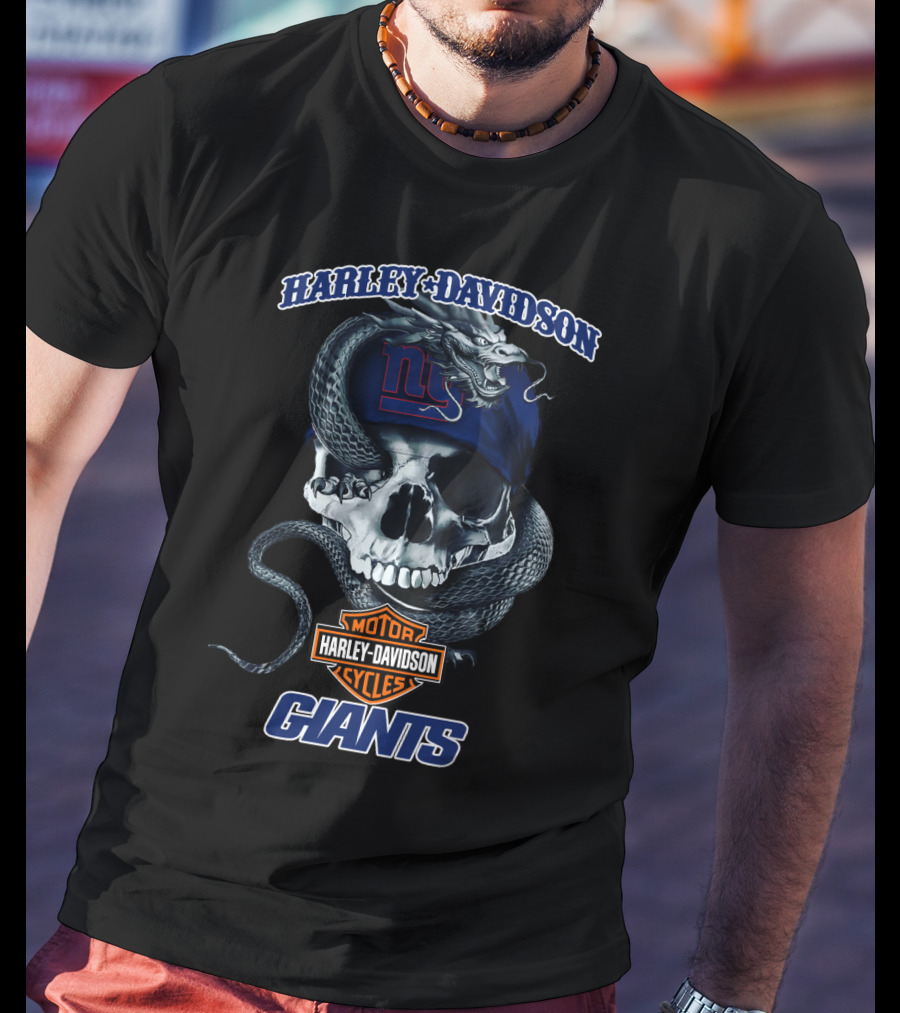 Harley Davidson Motor Cycles Giants Dh 68 Hd New York Giants T-Shirt