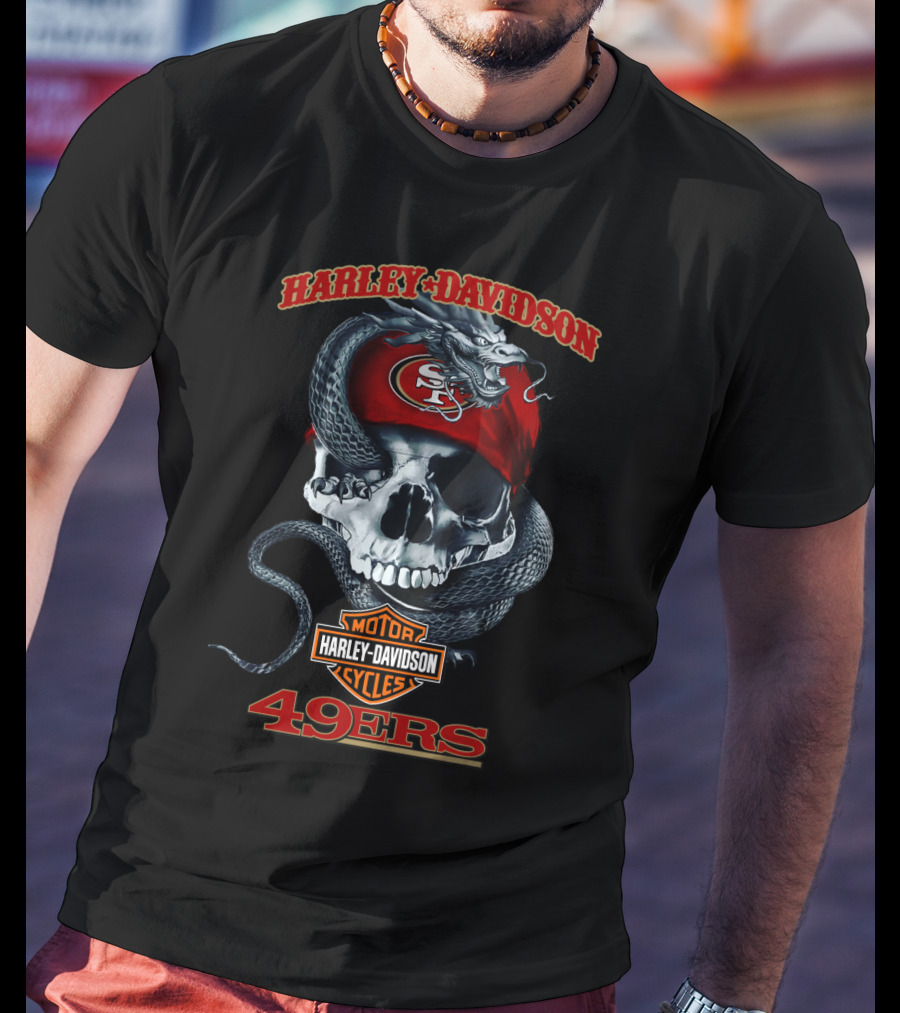 Harley Davidson San Francisco 49ers Sf Skull Snake T-Shirt
