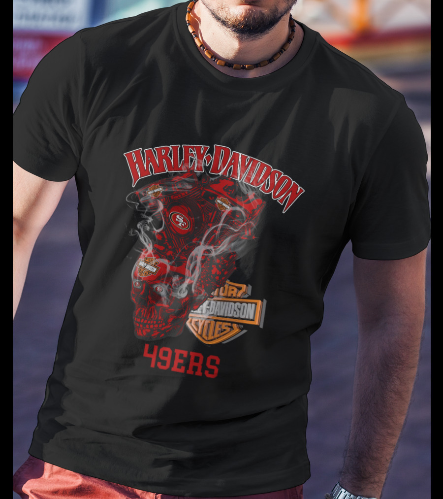 Harley Davidson San Francisco 49ers Skull Motif T-Shirt