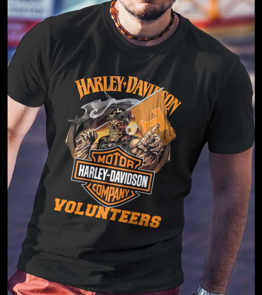 Harley Davidson Motor Company Tennessee Volunteers Skeleton T-Shirt