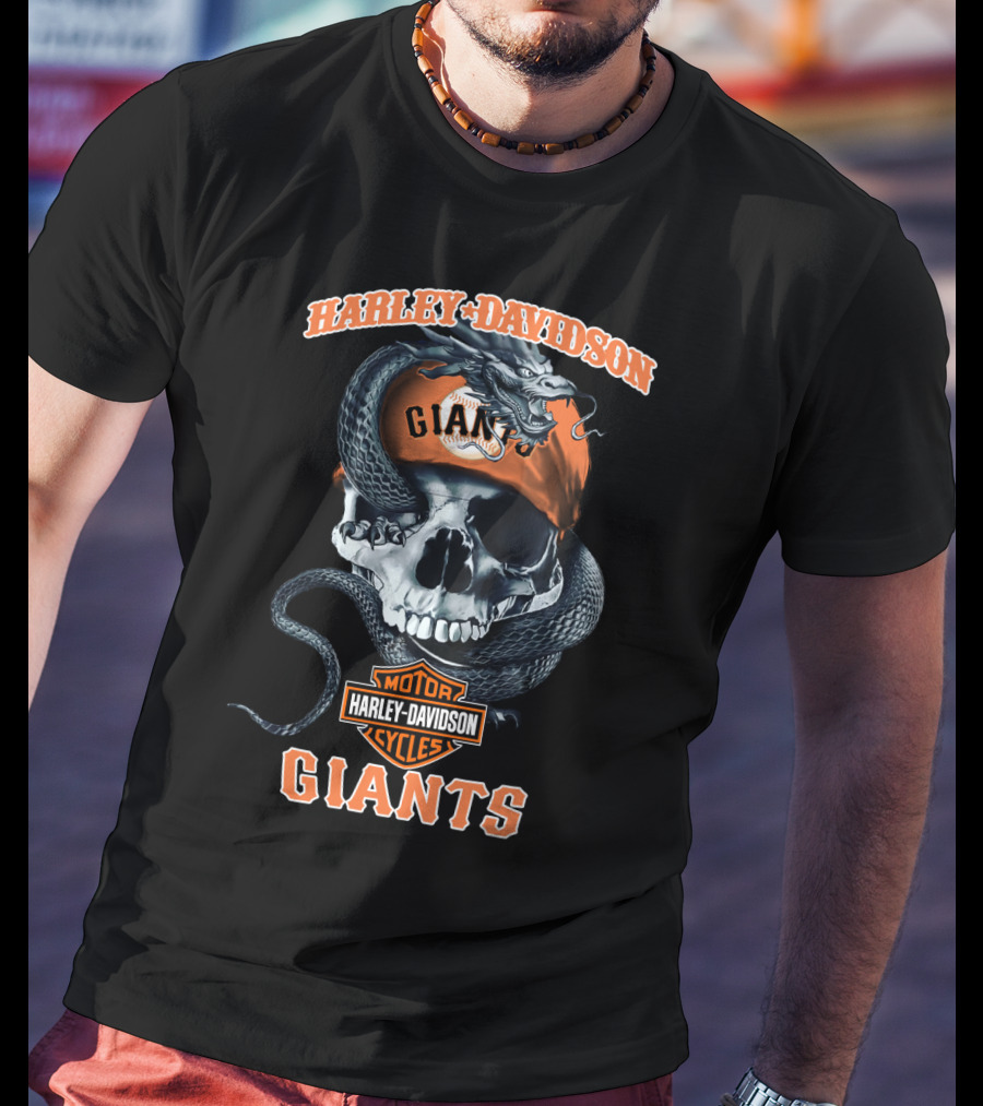 Harley Davidson San Francisco Giants Skull And Snake T-Shirt