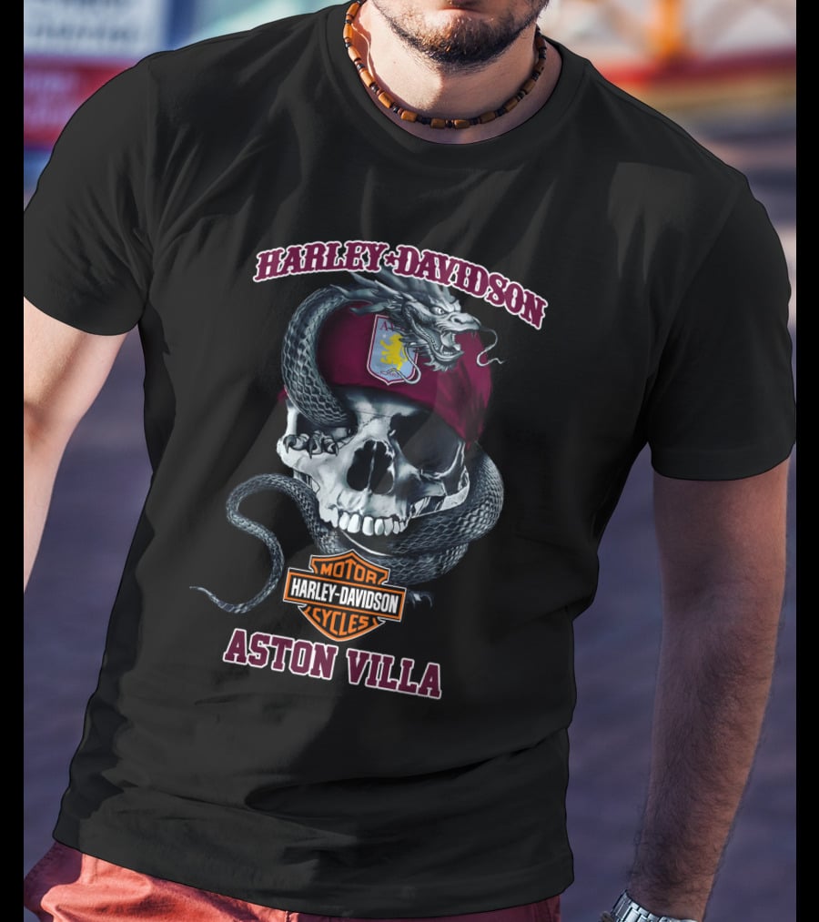 Harley Davidson Aston Villa Skull And Snake T-Shirt