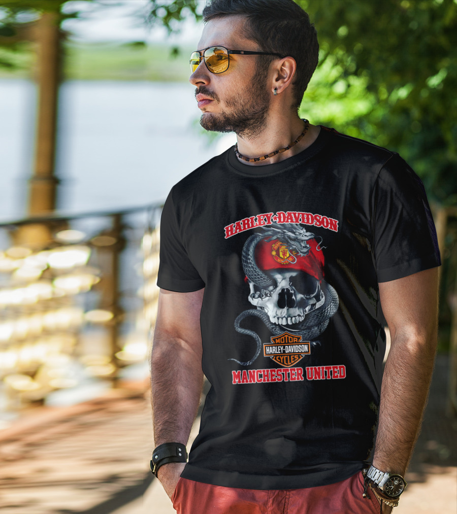 Harley Davidson Skull Snake Manchester United T-Shirt