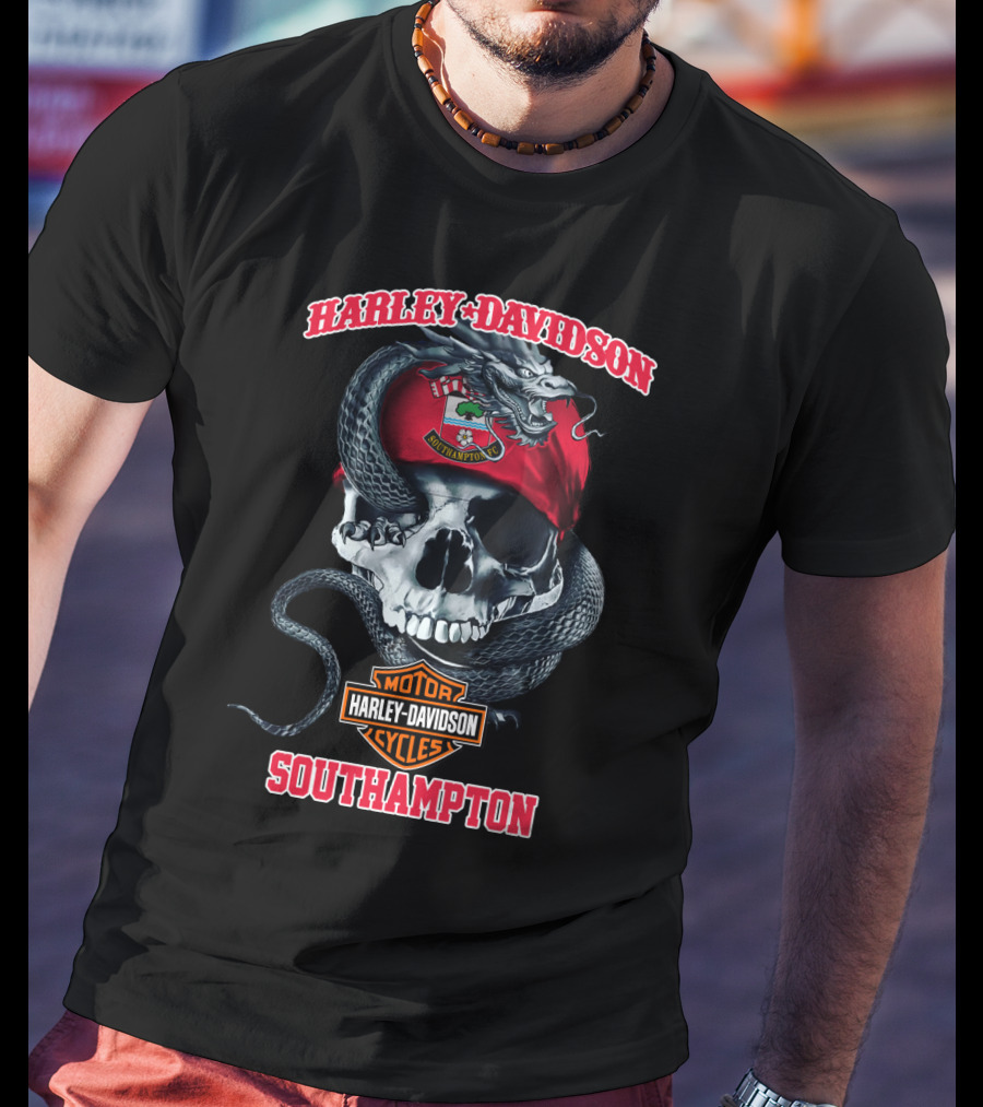 Harley Davidson Motor Cycles Skull Snake Southampton T-Shirt