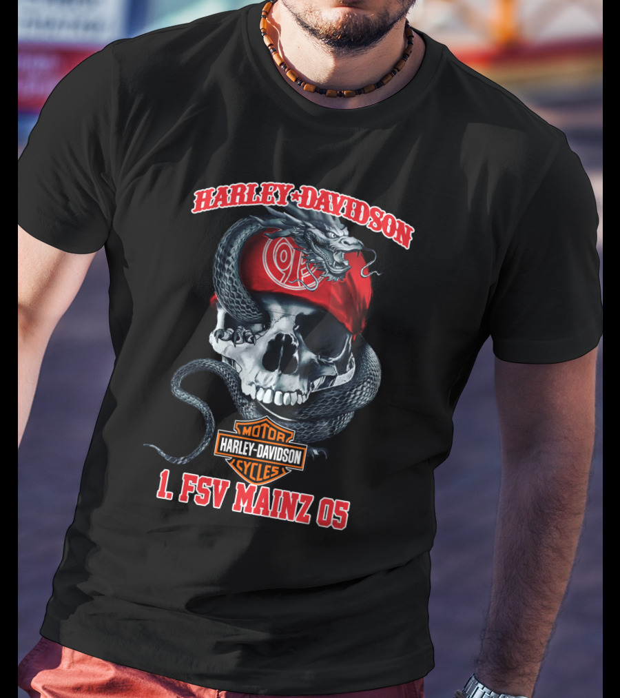 Harley Davidson Motor Cycles Skull Snake 1. Fsv Mainz T-Shirt