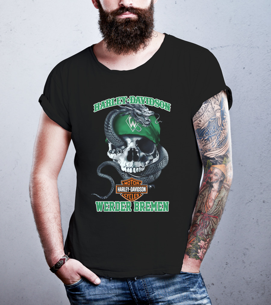 Harley Davidson Werder Bremen Skull Snake Motor Cycles T-Shirt