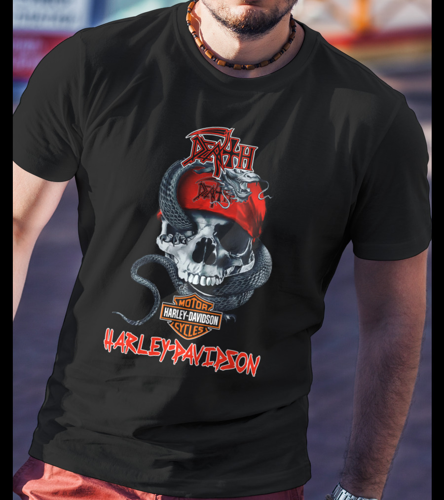 Death Skull Snake Harley Davidson Motorcycles T-Shirt
