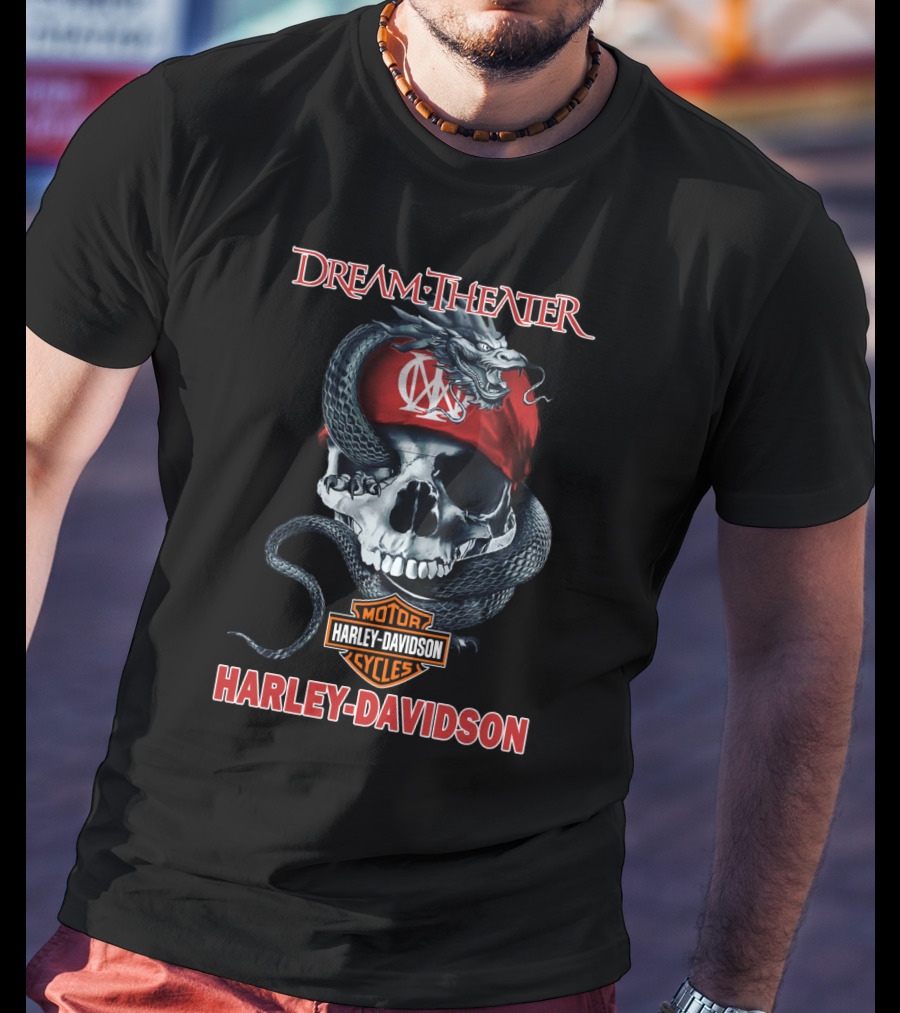 Dream Theater Harley Davidson Skull And Snake 68 Hd T-Shirt