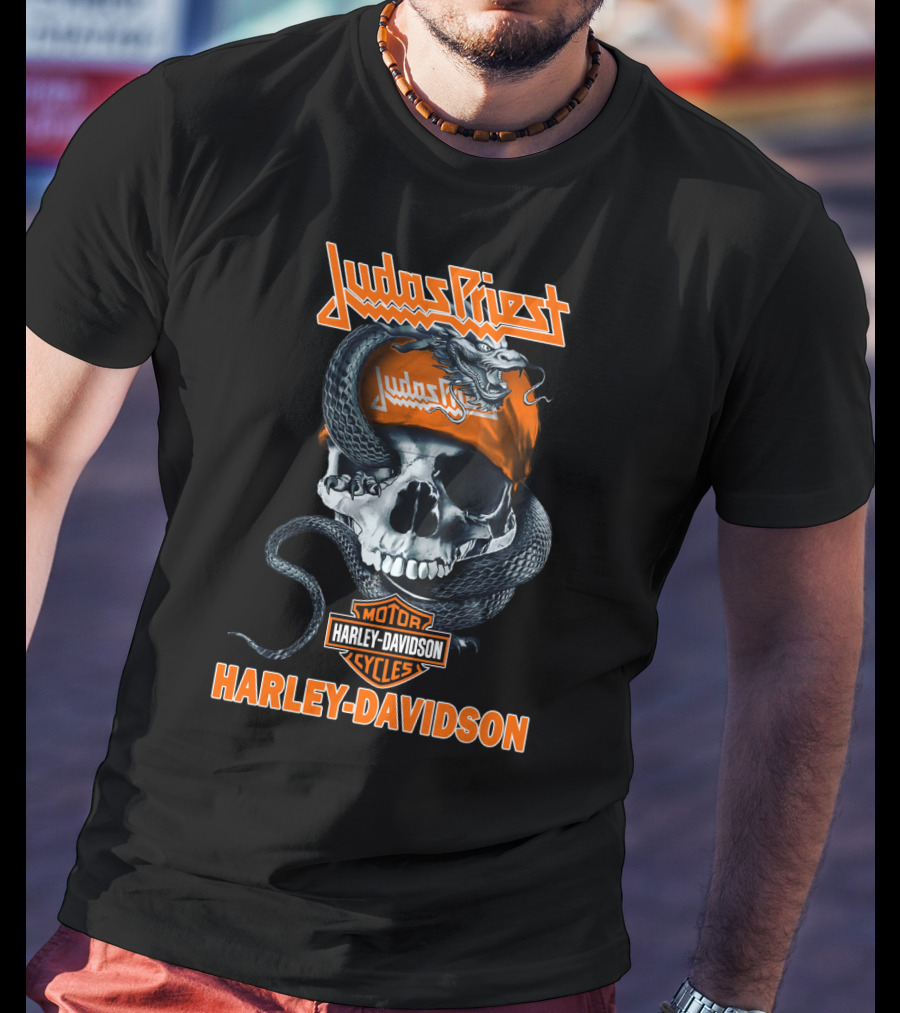 Judas Priest Harley Davidson Skull And Snake T-Shirt