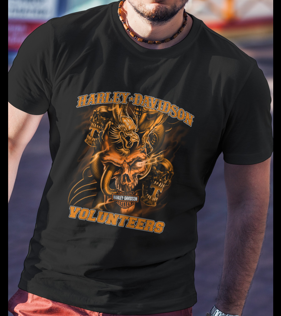Harley Davidson Cycles Tennessee Volunteers Skulls And Phoenix T-Shirt