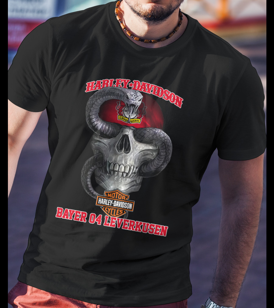 Harley Davidson Skull Snake Bayer 04 Leverkusen T-Shirt