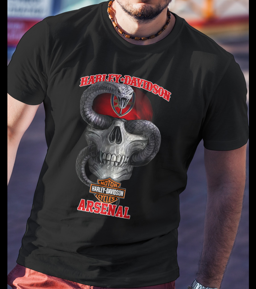 Harley Davidson Motorcycles Arsenal Skull And Snake T-Shirt