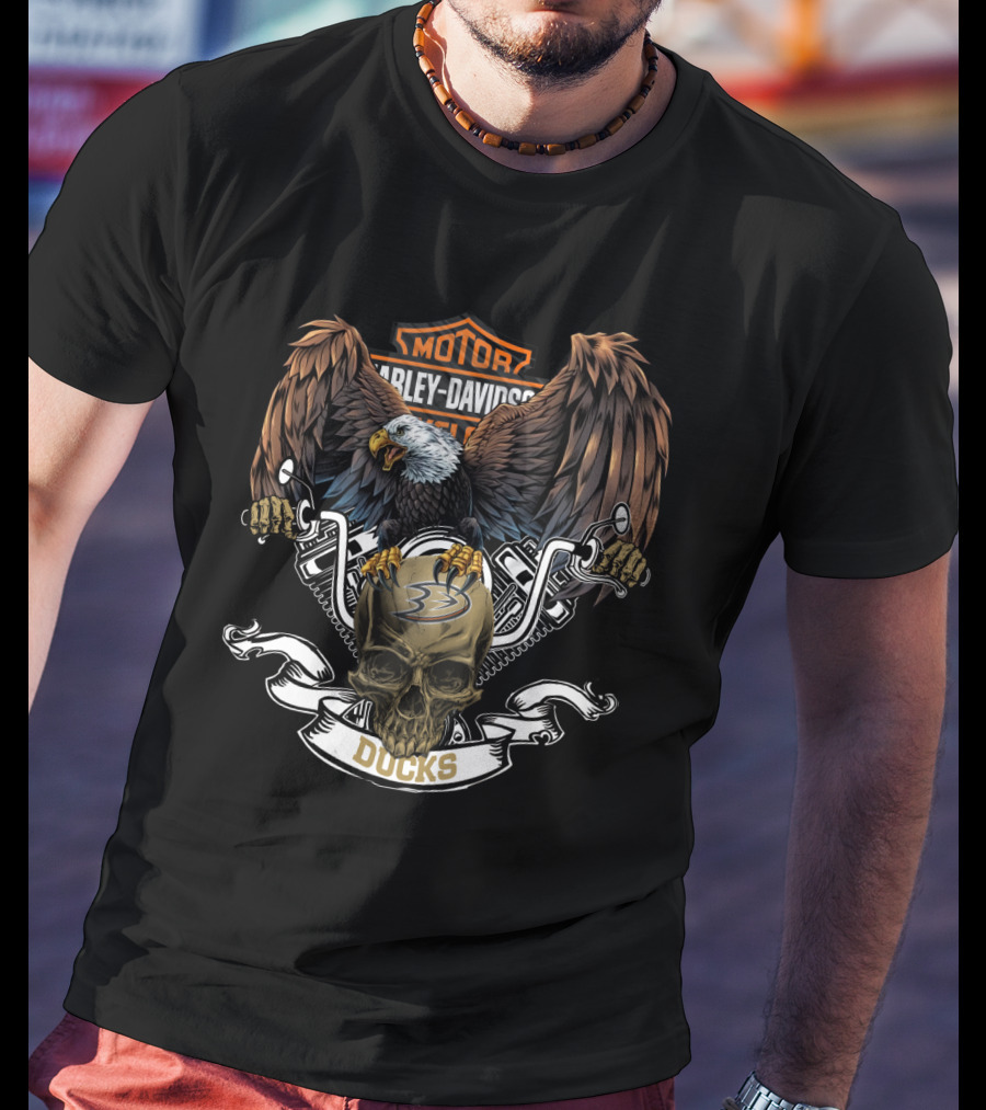 Harley Davidson Nhl Anaheim Ducks Eagle Skull T-Shirt