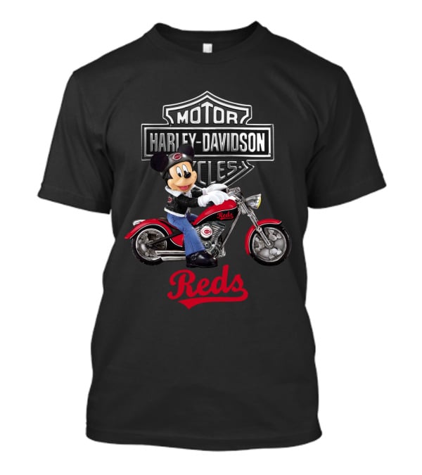 Mickey Mouse Harley Davidson Motorcycles Reds Mlb Cincinnati T-Shirt