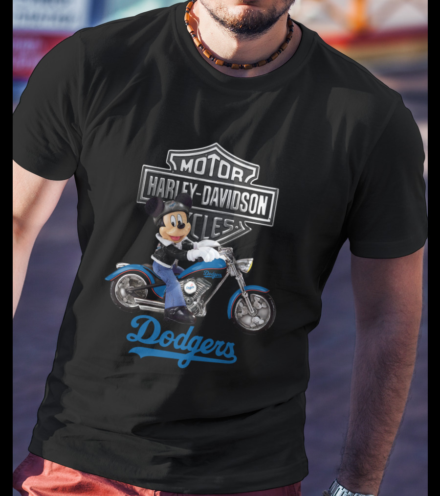 Mickey Mouse Harley Davidson Motorcycles Los Angeles Dodgers T-Shirt