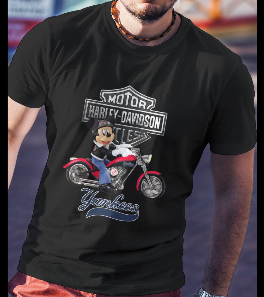 Harley Davidson Motorcycles Mickey Mouse New York Yankees Mlb T-Shirt