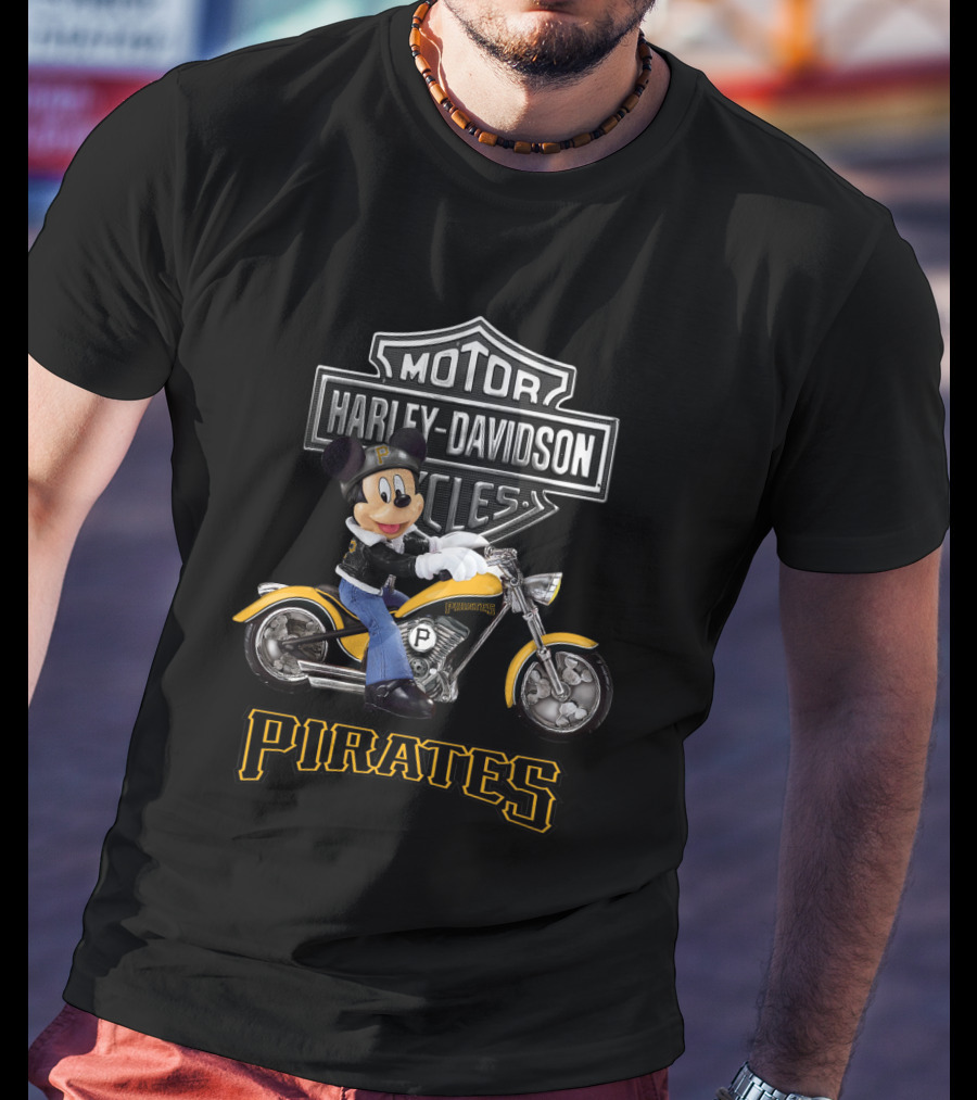 Motor Harley Davidson Cycles Mickey Mouse Pittsburgh Pirates T-Shirt