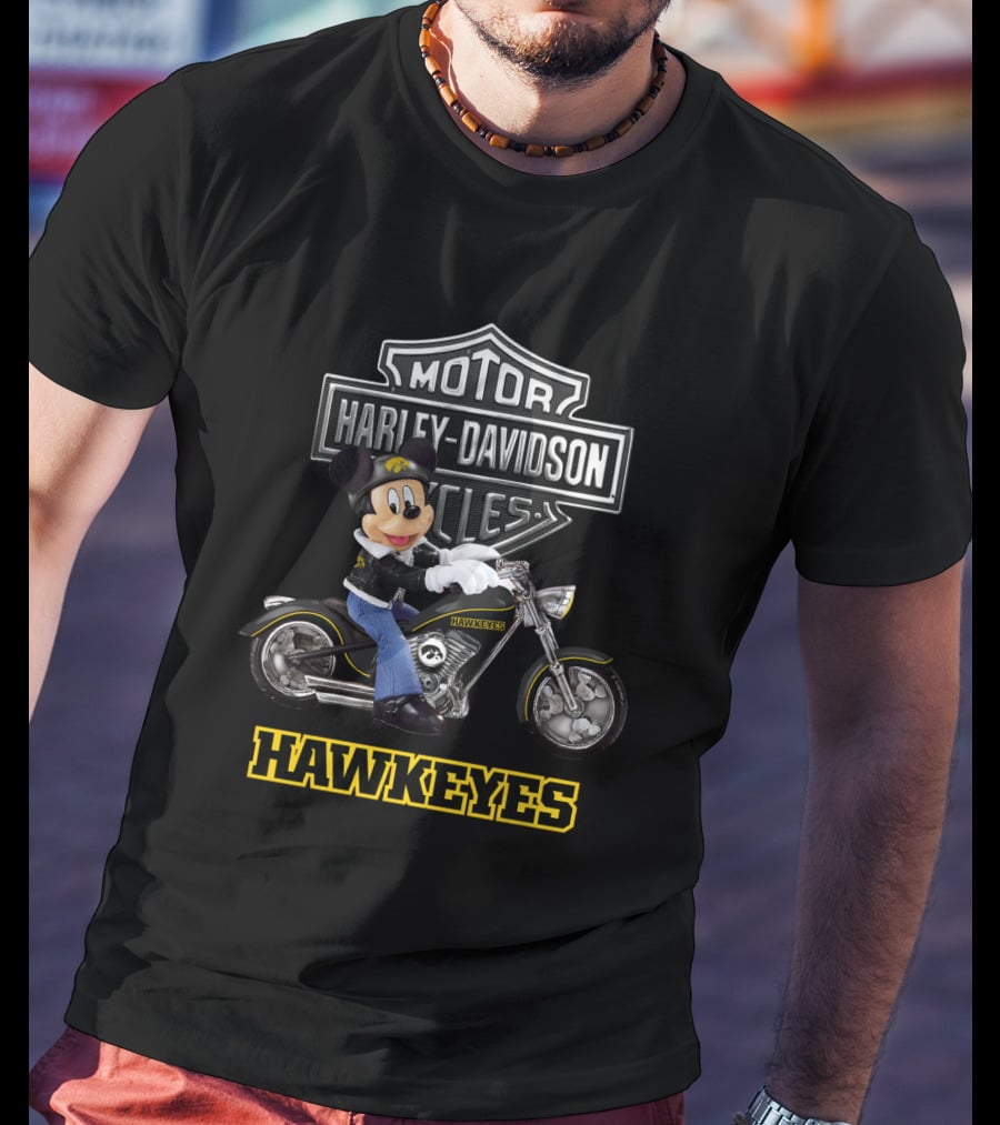 Mickey Mouse Harley Davidson Iowa Hawkeyes Motorcycle T-Shirt