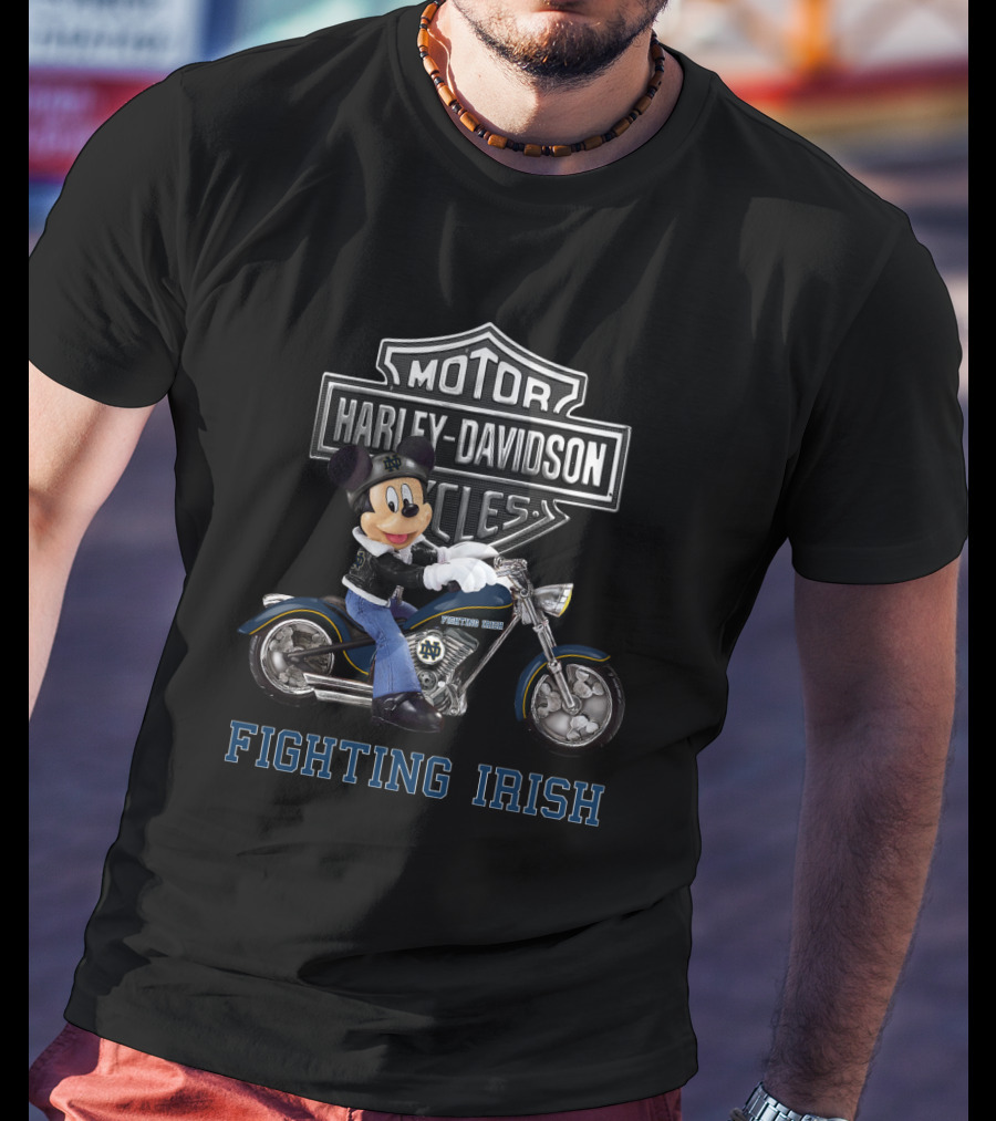 Mickey Mouse Harley Davidson Motorcycles Notre Dame Fighting Irish T-Shirt