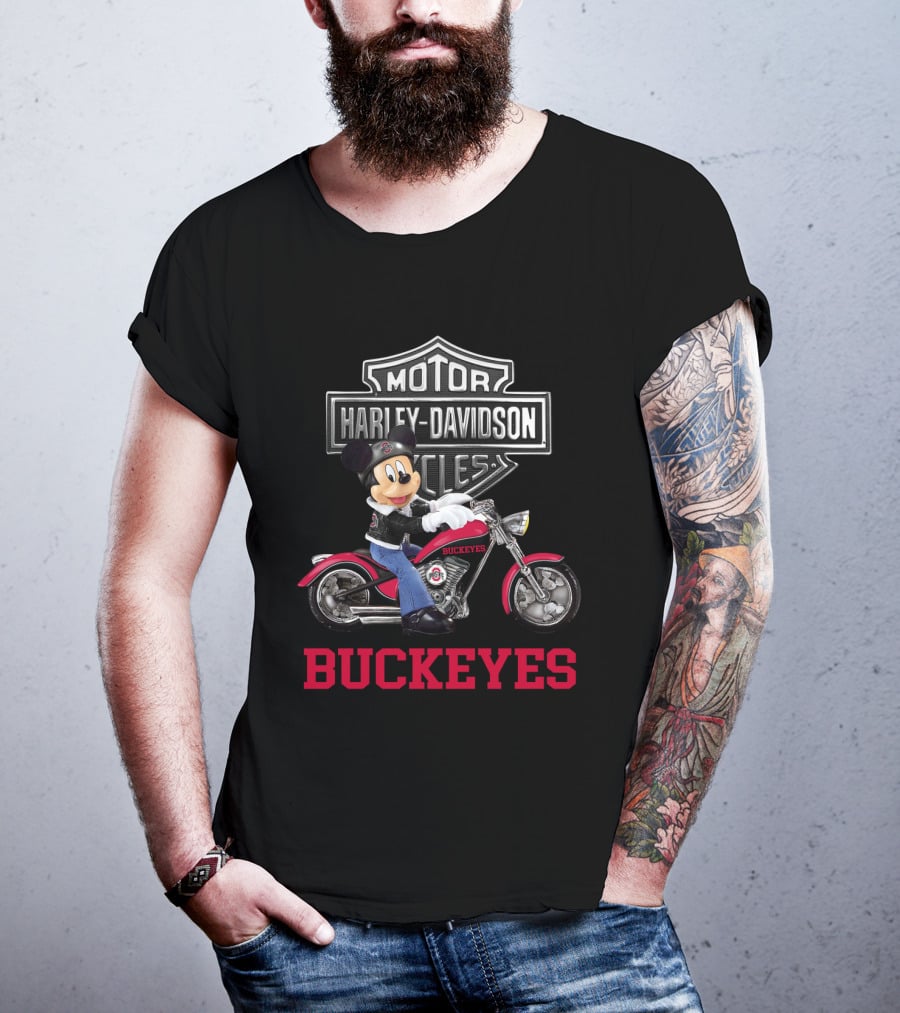 Buckeyes Mickey Mouse Harley Davidson Motorcycles T-Shirt