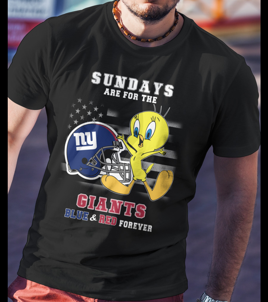 Sundays Are For The Giants Blue And Red Forever Tweety Football Helmet T-Shirt