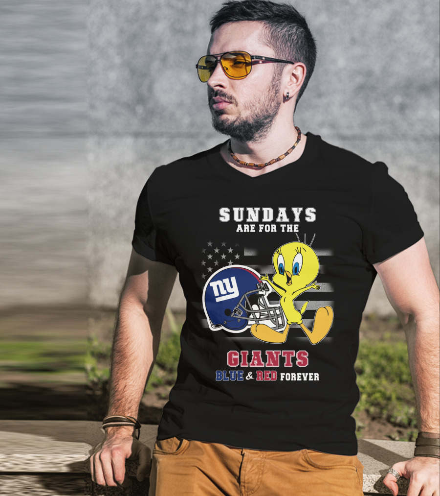 Sundays Are For The Giants Blue And Red Forever Tweety Football Helmet T-Shirt