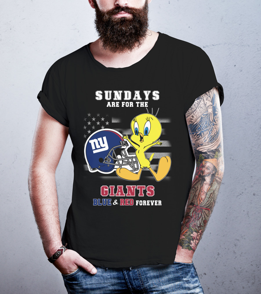 Sundays Are For The Giants Blue And Red Forever Tweety Football Helmet T-Shirt