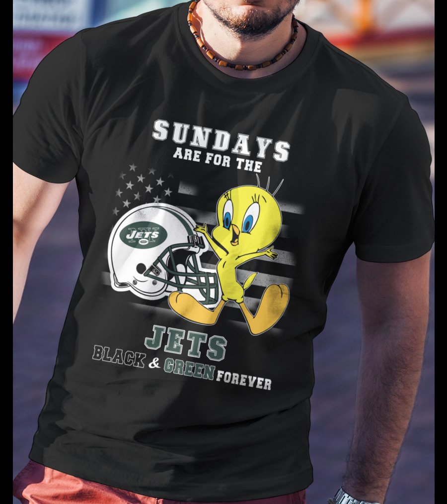 Sundays Are For The Jets Black & Green Forever Tweety T-Shirt
