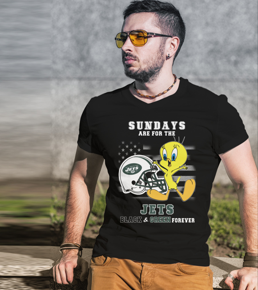 Sundays Are For The Jets Black & Green Forever Tweety T-Shirt