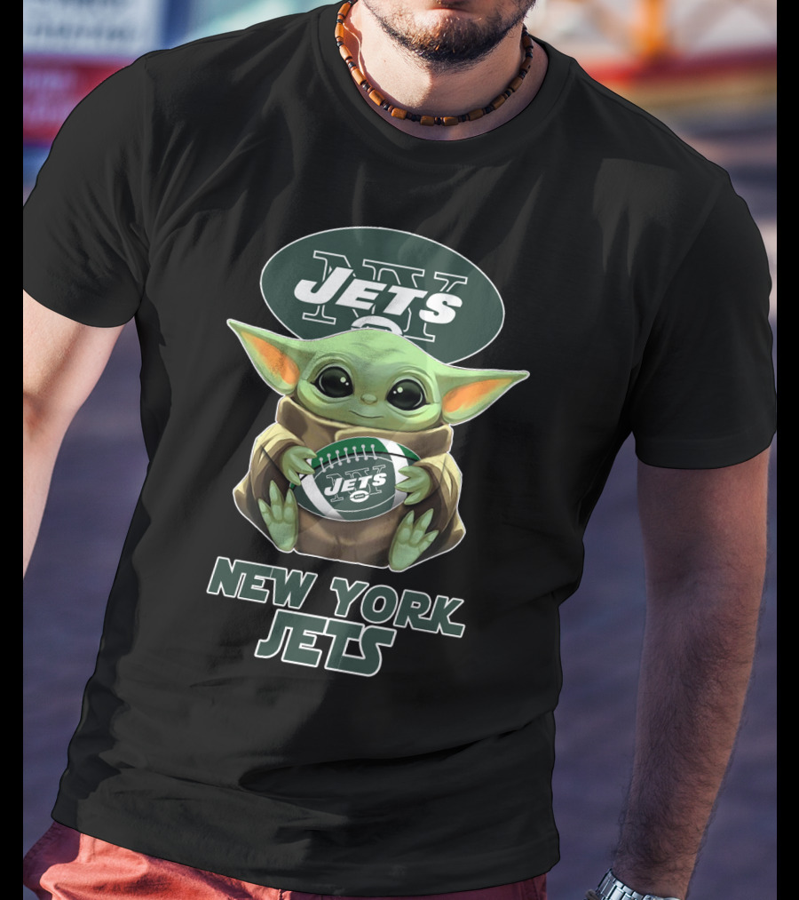 New York Jets Baby Yoda Football T-Shirt