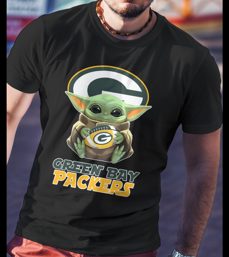 Green Bay Packers Baby Yoda Holding Football T-Shirt